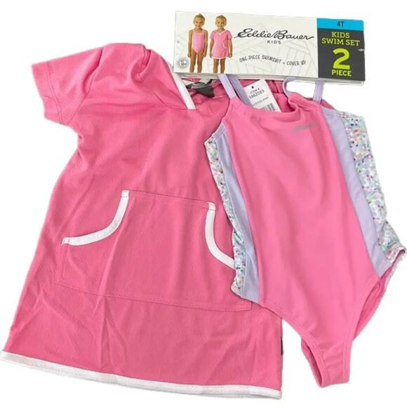 Eddie Bauer Girls Swimsuit & Cover Up Size 4T Pink NWT - Picture 1 of 5